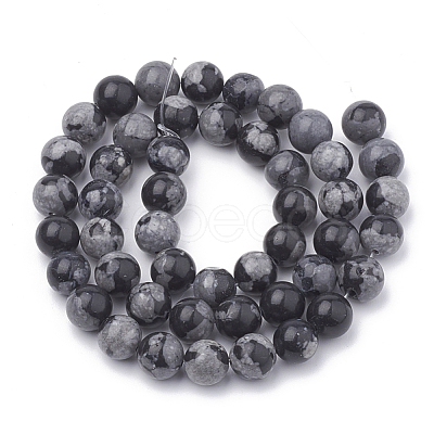 Synthetic Snowflake Obsidian Beads Strands G-R342-8mm-21-1