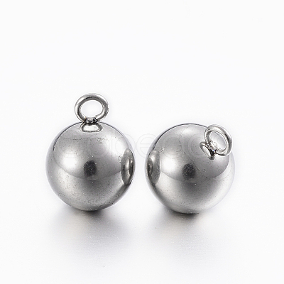 Tarnish Resistant 304 Stainless Steel Sphere Charms X-STAS-H394-12P-1