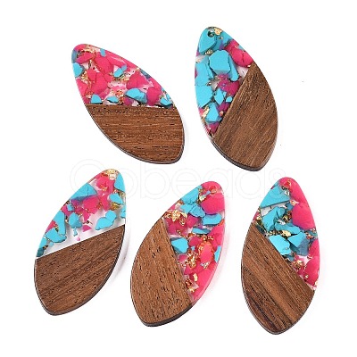 Transparent Resin and Walnut Wood Pendants RESI-T057-05K-1