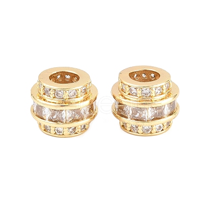 Brass Micro Pave Clear Cubic Zirconia European Beads KK-B186-19G-1