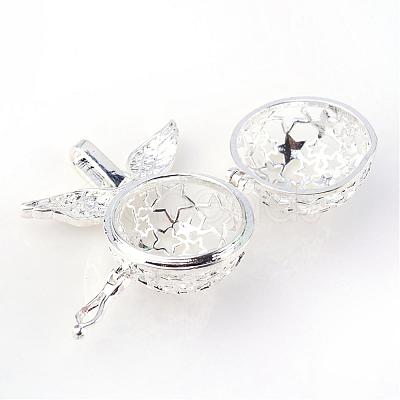 Rack Plating Brass Cage Pendants KK-S751-048S-1