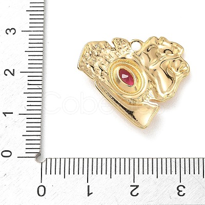Valentine's Day 304 Stainless Steel Micro Pave Red Cubic Zirconia Pendants STAS-F360-08G-1
