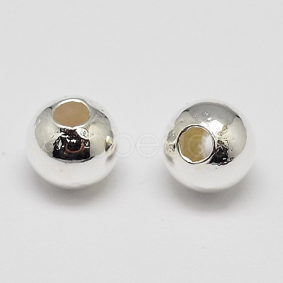 Rack Plating Brass Solid Round Beads KK-M085-28S-01-1