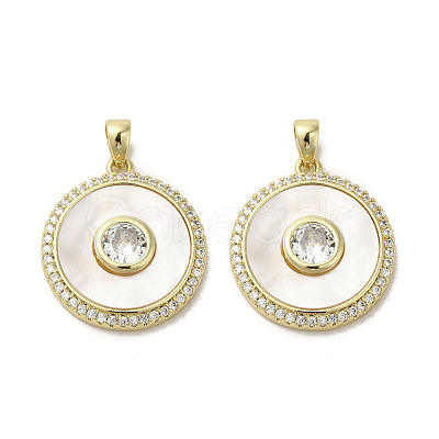Brass Micro Pave Clear Cubic Zirconia Pendants KK-I708-02B-G-1