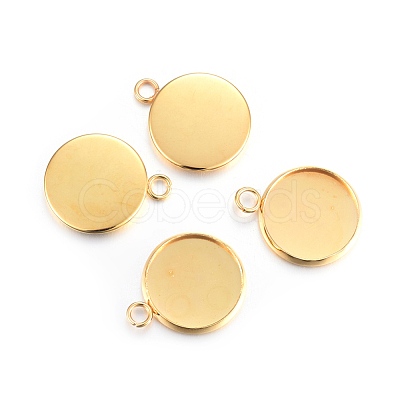 Rack Plating 304 Stainless Steel Pendant Cabochon Settings X-STAS-F191-14G-D-1