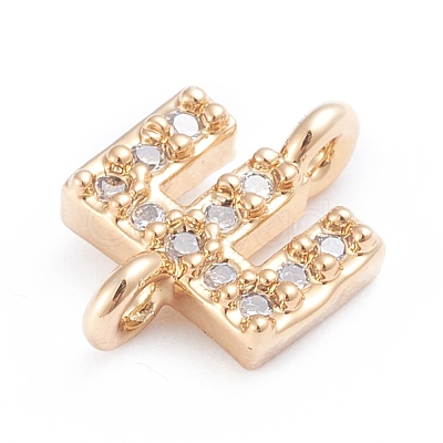 Brass Micro Pave Cubic Zirconia Letter Links ZIRC-I042-16G-E-1