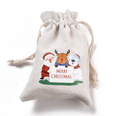 Christmas Cotton Cloth Storage Pouches X-ABAG-M004-02J-1