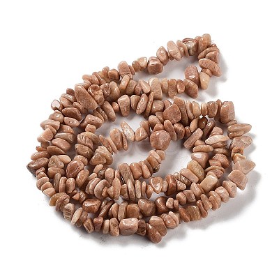 Natural Sunstone Chip Beads Strands G-M205-15B-1