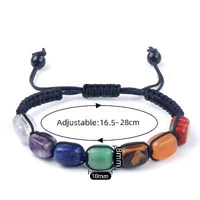 Natural Quartz Crystal & Amethyst & Sodalite & Green Aventurine & Red Aventurine & Tiger Eye & Red Jasper Cuboid Beaded Braided Bead Bracelets FS-WGE3E5A-01-1