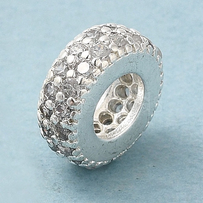 Rack Plating Brass Cubic Zirconia European Beads KK-K372-12S-1