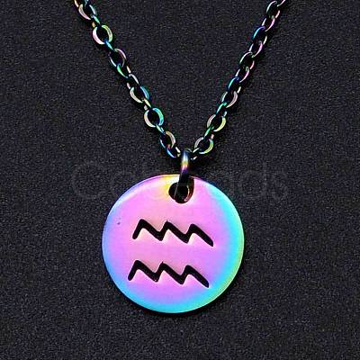 Rainbow Color Stainless Steel Constellation Pendant Necklace for Women ZODI-PW0001-039K-1