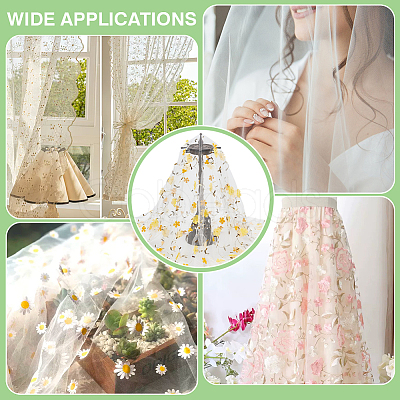Flower Pattern Milk Fiber Mesh Fabric DIY-WH0888-09C-1