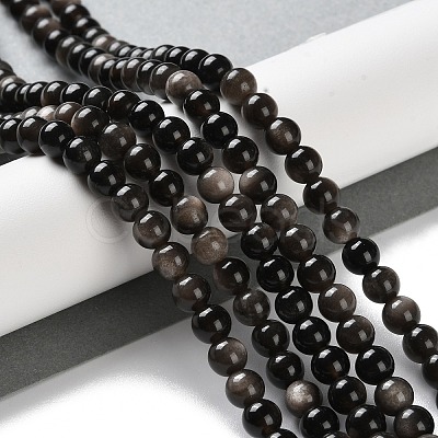 Natural Silver Obsidian Beads Strands G-S150-20A-6mm-1