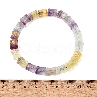 Natural Rainbow Fluorite Bamboo Stick Beaded Stretch Bracelets for Women GG-CBA3F02-03-1