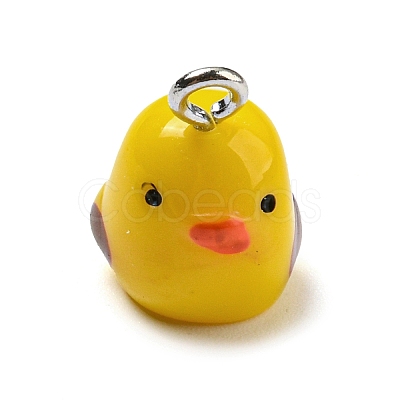 Opaque Resin Chick Charms with Platinum Plated Iron Loops X1-FIND-M012-03-1