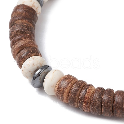 2Pcs Natural Coconut & Synthetic Turquoise Beads Stretch Bracelets for Men Women BJEW-JB12498-1