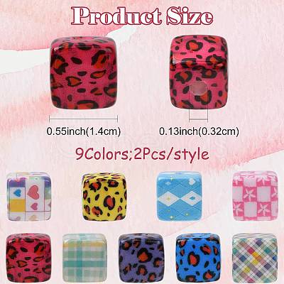 18Pcs 9 Styles Laser & Printed Opaque Acrylic Beads OACR-FS0002-81-1