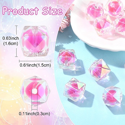 10Pcs Two Tone UV Plating Rainbow Iridescent Acrylic Beads TACR-YW0002-33B-1