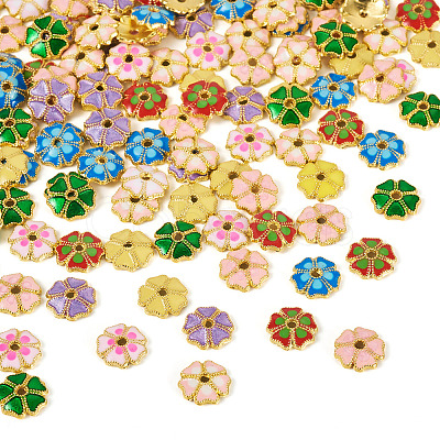 160Pcs 8 Colors Alloy Enamel Bead Caps FIND-TA0008-39-1