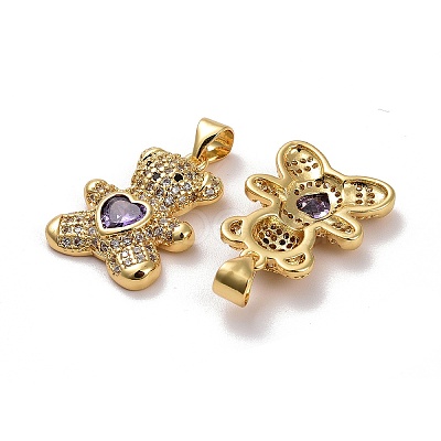 Brass Micro Pave Cubic Zirconia Pendants LS-KK-K258-24C-G-RS-1