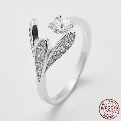 Anti-Tarnish Adjustable Rhodium Plated 925 Sterling Silver Cuff Rings STER-K038-017P-1