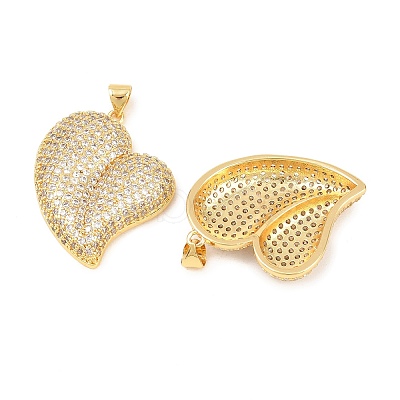 Brass Micro Pave Clear Cubic Zirconia Pendants KK-C166-05G-1