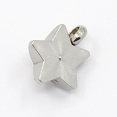 201 Stainless Steel Rhinestone Star Charm Pendants RB-M030-01B-1