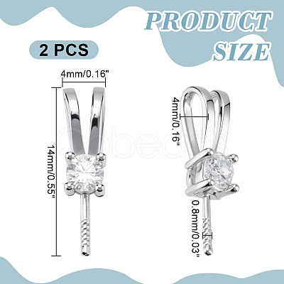 2Pcs 925 Sterling Silver Micro Pave Cubic Zirconia Peg Bails STER-HY0001-19-1