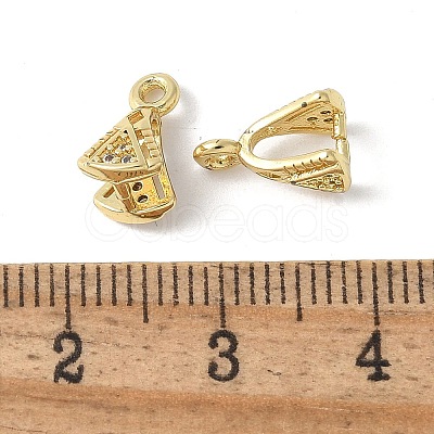 Brass Micro Pave Cubic Zirconia Ice Pick Pinch Bails KK-D324-42G-1