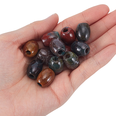 15Pcs Natural Indian Agate European Beads G-SP0001-46-1