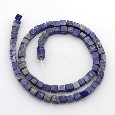 Cube Natural Lapis Lazuli Beads Strands X-G-P057-02-1