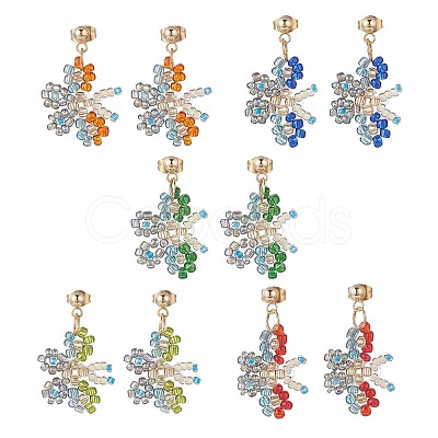 Glass Beaded Butterfly Dangle Stud Earring EJEW-JE05135-1