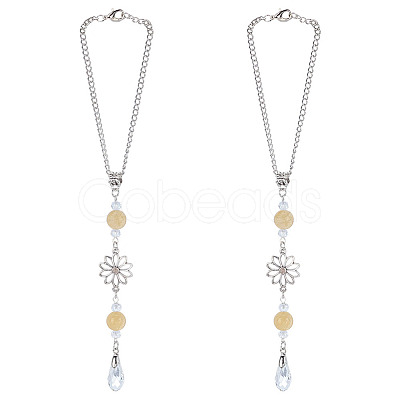 2Pcs Alloy Flower Pendant Decorations HJEW-ME0001-07C-1