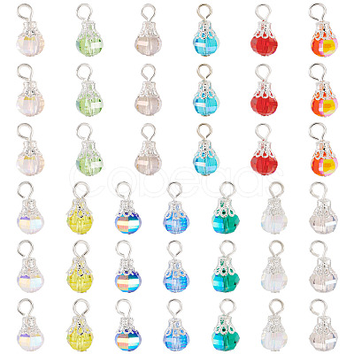 130Pcs 13 Colors Glass Pendants PALLOY-TAC0194-1
