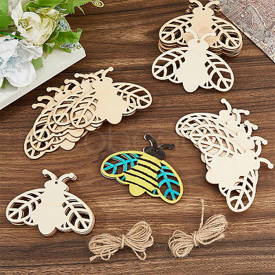 40Pcs Moth Unfinished Blank Wooden Pendants Set for Painting Arts AJEW-FH0006-65-1
