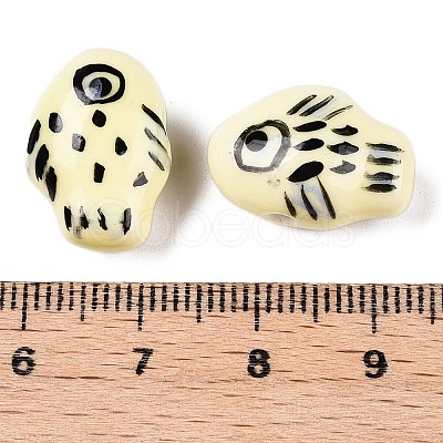 Handmade Printed Porcelain Beads Strand PORC-T133-02G-1
