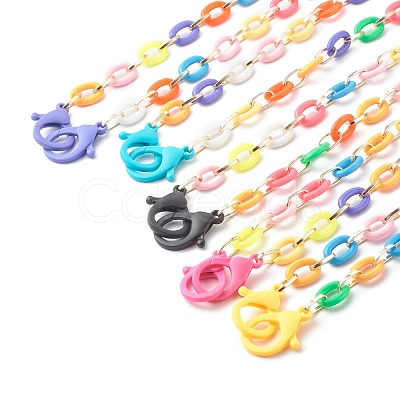 Acrylic Aluminium Cable Chain Necklaces NJEW-JN03627-1