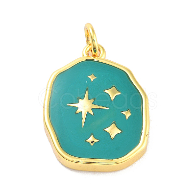 Real 18K Gold Plated Rack Plating Brass Enamel Pendants KK-M293-29G-03-1
