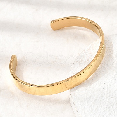 304 Stainless Steel Plain Open Cuff Bangles for Women SA-CBAC920-08G-1