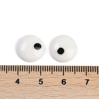 White and Black Flat Round Cartoon Resin Cabochons CRES-Q009-01K-1