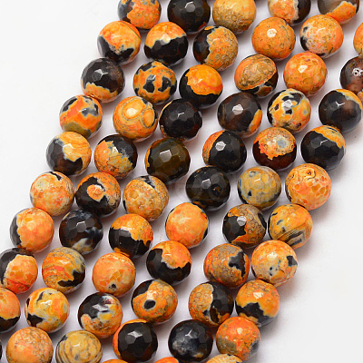 Natural Fire Crackle Agate Bead Strands G-K166-06F-6mm-10-1