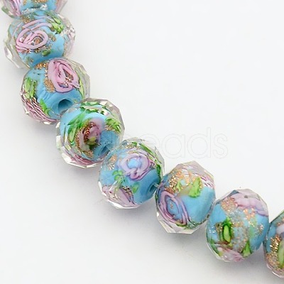 Handmade Gold Sand Lampwork Rondelle Beads Strands LAMP-L003-A-07-1