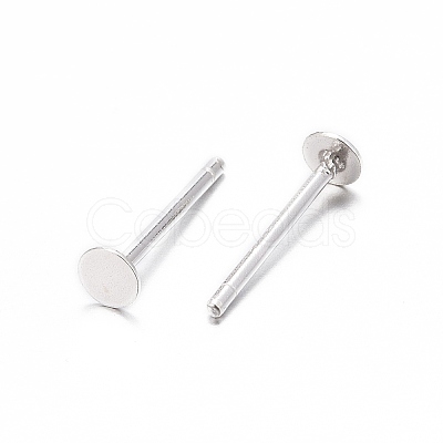 925 Sterling Silver Flat Pad Stud Earring Findings STER-K167-045B-S-1