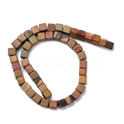 Natural Picasso Stone/Polychrome Jasper Beads Strands G-B155-C10-8x8mm-1