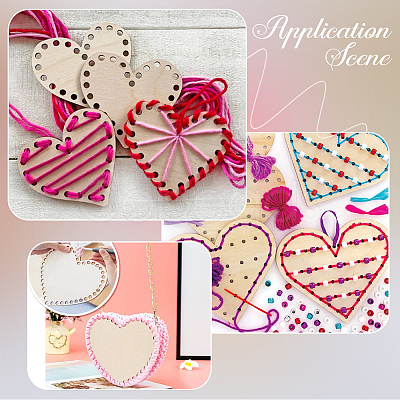 DIY Heart Wood Knitting Loom Kits DIY-CY0003-10B-1