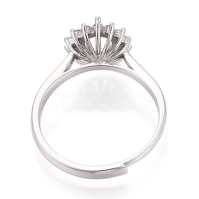 Rhodium Plated 925 Sterling Silver Micro Pave Cubic Zirconia Engagement Solitaire Ring Settings STER-T008-18P-1