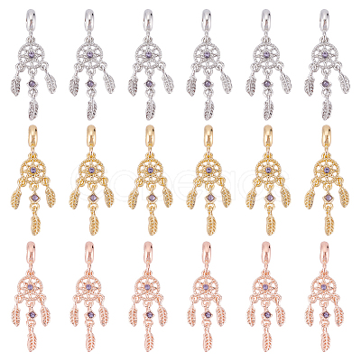 DICOSMETIC 18Pcs 3 Colors Rack Plating Alloy European Dangle Charms FIND-DC0001-25-1