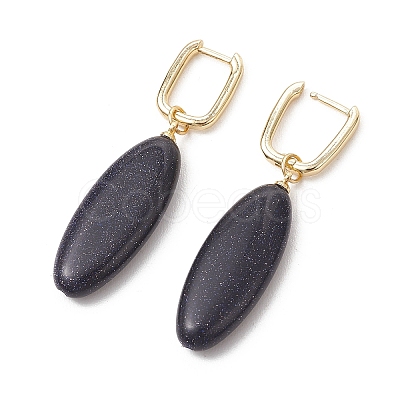 2 Pairs Synthetic Blue Goldstone & Natural Howlite Hoop Earrings EJEW-JE07000-1