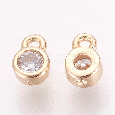 Brass Clear Cubic Zirconia Charms X-ZIRC-P068-01G-1