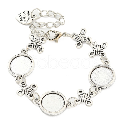 Antique Silver Plated Alloy Link Chain Bracelet Making MAK-K023-03E-AS-1